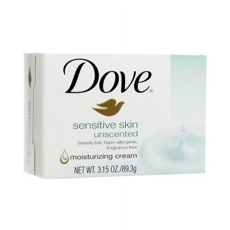 Dove Beauty Moisturizing Cream Bar Soap For Sensitive Skin, Unscented - 3.15 Oz, 6 Pack