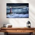 thumbnail image 2 of Elephant Stock Stormy Ocean Lighthouse Wall Art - Horizontal Canvas Wall Art - Living Room Wall Decor - Nautical Canvas - Gray And Blue Decor - 24" x 16", 2 of 8