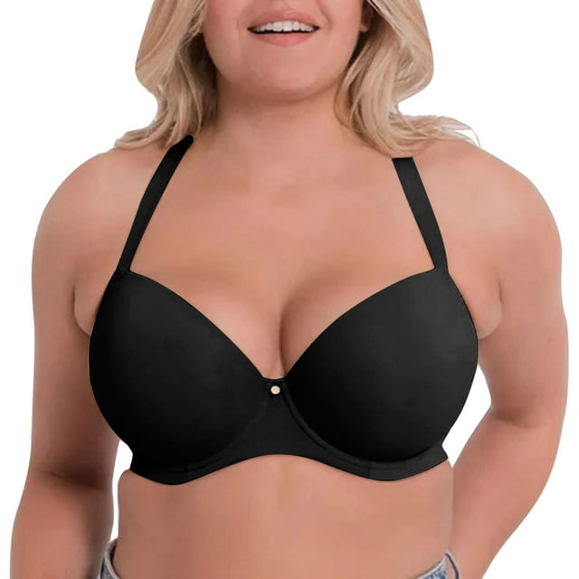 Aayomet Bras for Large Breasts Sexy Large Size Thin Cup Smooth Face Traceless Adjustable Steel Rim Bra (Black, 38)