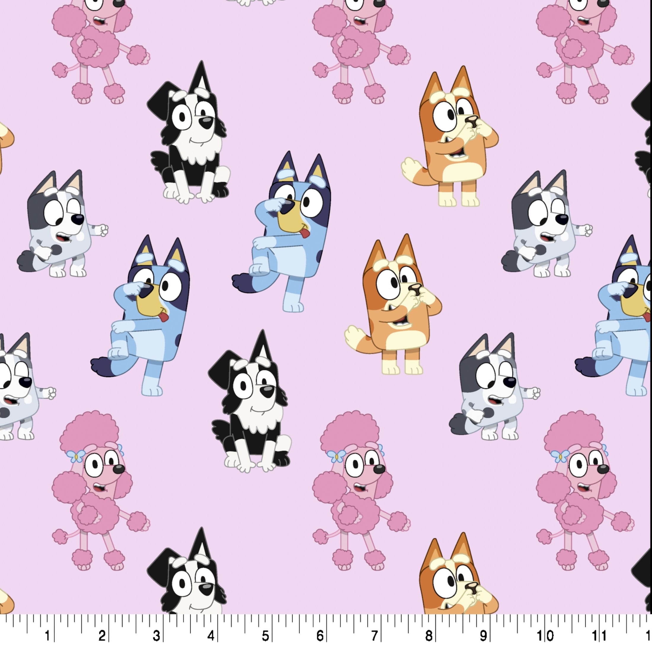 (3 pack) Springs Creative Lavender Bluey Character Toss Fat Quarter Fabric