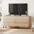 thumbnail image 2 of WAMPAT 63" W Fluted Dresser for Bedroom, Modern 6 Drawer Dresser TV Stand with Hidden Handles, Wooden Chest of Drawers Closet Clothes Storage Organizer for Bedroom, Living Room, Beige, 2 of 8