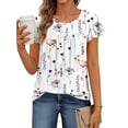 thumbnail image 2 of Fantaslook Womens Blouses Dressy Casual Pleated Tunic Tops Floral Ruffle Sleeve Summer Shirts, 2 of 8