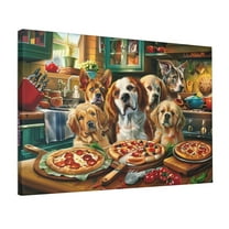 12x18 inch Canvas Painting Wall Decor Dogs And Pizza,Classic Pizzeria Decor Accessory,Home Kitchen,Restaurant,Man Cave Wall Decor Art,For Pizza Lovers Gift,Fast Food Restaurants Decor Prints
