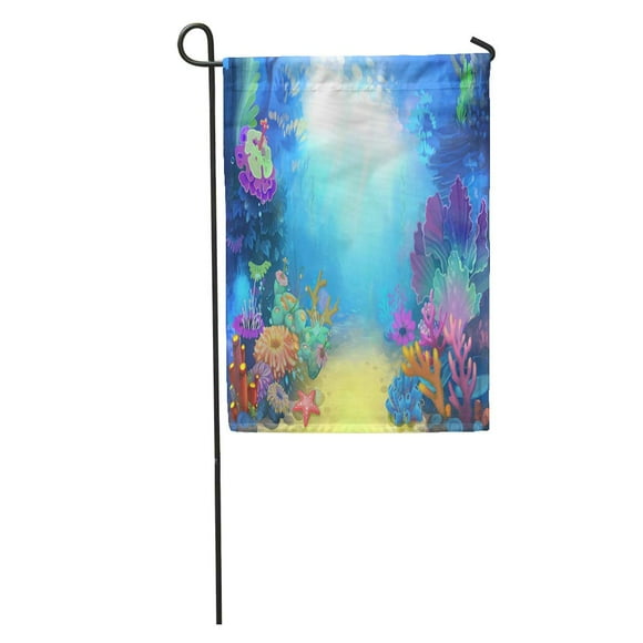 POGLIP Colorful Sea Mysterious and Peaceful Undersea World Video Game Digital Cg Realistic Cartoon Blue Anime Garden Flag Decorative Flag House Banner 12x18 inch