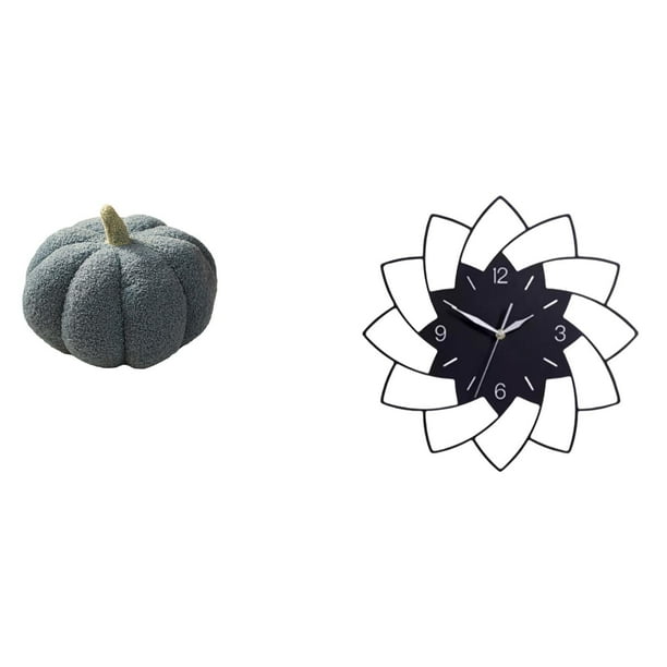 Almohadas de calabaza de Halloween,Almohadas de calabaza de Halloween Decoración del hogar Suave,Reloj de pared grande,Reloj de pared acrílico silencioso sin tictac,Reloj de pared grande para