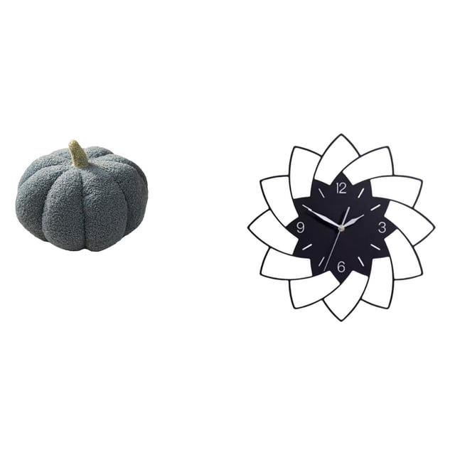 Juego de cojín de sofá de peluche con forma de calabaza de Halloween y reloj acrílico para dormitorio, sala de estar, cafetería, decoración silenciosa
