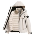 thumbnail image 1 of Lovzfmll Unisex Down Jacket Hooded Detachable Liner Windproof Quilted Pockets White, L, 1 of 3