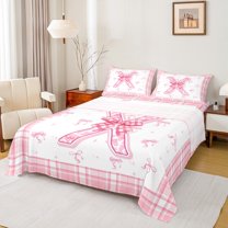 Feelyou Princess Initial Letter Twin Sheet Sets, Bowknot Monogrammed X Twin Fitted Sheet, Kawaii Cartoon Bow Flat Sheet, Luxury Bedroom Decor, 3pcs