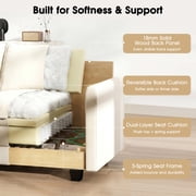BedLuxury 111.5 Modular Sectional Sofa with Movable Ottomans, U Shaped Cloud Couch for Living Room, 3-Seat, Beige