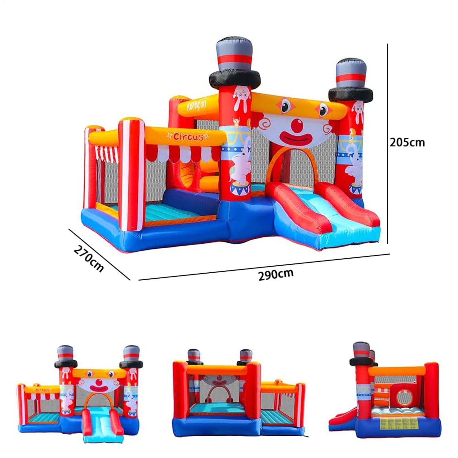 CIPACHO Inflatable Bouncer Castle for Kids, Jumping Bouncy House Slide with Blower, Bouncing Area and a Slide, Cute Clown Theme