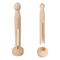 thumbnail image 2 of 50 Sets Unfinished Wood Doll Pins Clothespins Wooden Round Peg and Stands Craft Supplies, 2 of 9