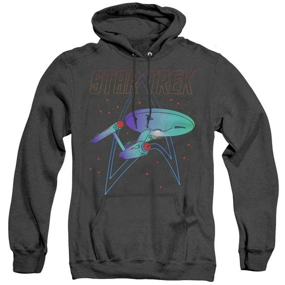Star Trek Neon Trek Adult Heather Hoodie Sweatshirt Black