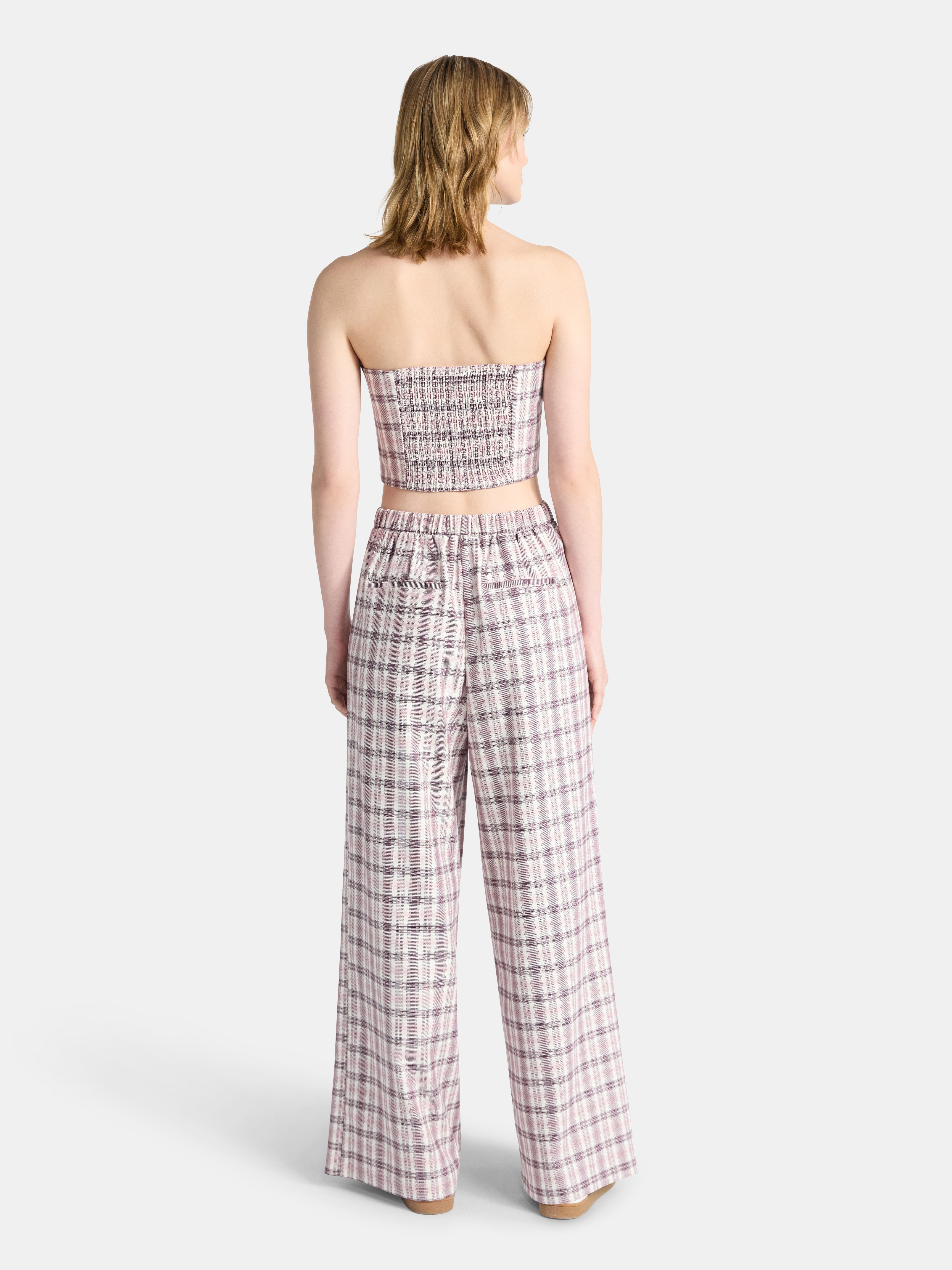 No Boundaries Sweetheart Neck Tube Top and Wide Leg Pants Set, 2-Piece, Women's