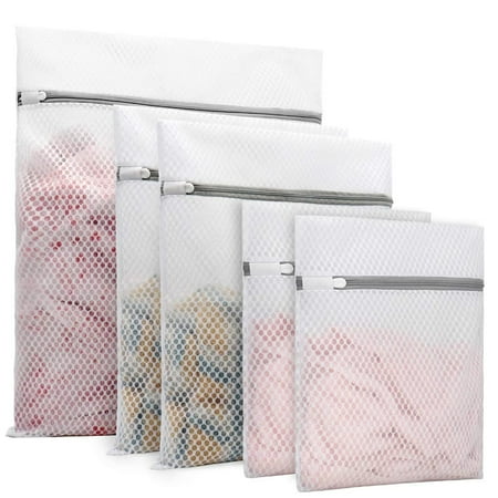 

5Pcs Durable Honeycomb Mesh Laundry Bags for Delicates (1 Large 2 Medium 2 Small)