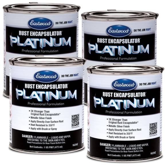Eastwood Rust Encapsulator Platinum Premium Rust Preventive Coating | Easy Apply High-Tech Formula Automotive Paint to Stop Rust | Silver Pints | 4 Pack