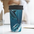 thumbnail image 6 of Lsque Ice Blue Ocean Cute Dolphin A Pattern Travel Coffee Mug 16oz: Insulated Coffee Cup with Leakproof Lid, Coffee Tumbler, Reusable Coffee Cups with Seal Lid, 6 of 8