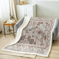 thumbnail image 2 of Vintage Fleece Blanket Persian Sherpa Blanket, Brown Oriental Medallion Blanket Throw Size Boho Turkish Throw Blanket for Sofa, Himalayas Bohemian Flannel Blanket Lightweight Soft, 2 of 6