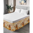 thumbnail image 4 of Happy Thanksgiving Bed Skirt California King Size 18in Drop, Turkey Maple Leaf Pumpkin Sunflower Board Wrap Around Dust Ruffle Bedskirts, Wrinkle&Fade Resistant Easy Fit Bedskirt with Elastic, 4 of 8