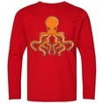 thumbnail image 3 of Inktastic Orange Octopus Long Sleeve Youth T-Shirt, 3 of 5