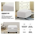 thumbnail image 6 of Square Ottoman Covers Ottoman Slipcovers Folding Storage Stool Furniture Protector Form Fit with Elastic Bottom, Stretch High Spandex Small Checks Jacquard Fabric White L 27"-30", 6 of 6