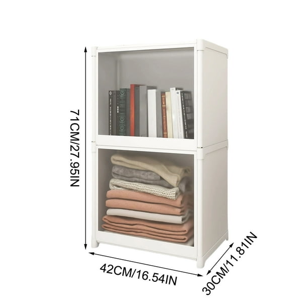 Estantería con doble capa,organizador multiusos con puertas a prueba de polvo,estante de almacenamiento para libros,ropa,mantas y artículos del hogar.Unidad que ahorra espacio para dormitorio y