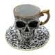 thumbnail image 1 of Taza de café con calavera, juego de taza de café con calavera y platillo, taza de té gótica con adornos dorados, taza de café con calavera, regalo de Halloween, ideal para amantes del café y coleccion, 1 of 6