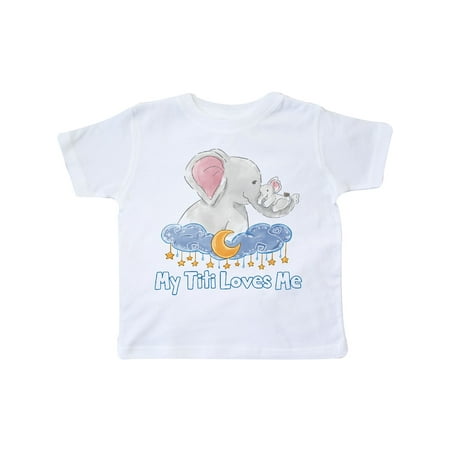 

Inktastic My Titi Loves Me Cute Elephants Clouds Moon and Stars Gift Toddler Boy or Toddler Girl T-Shirt