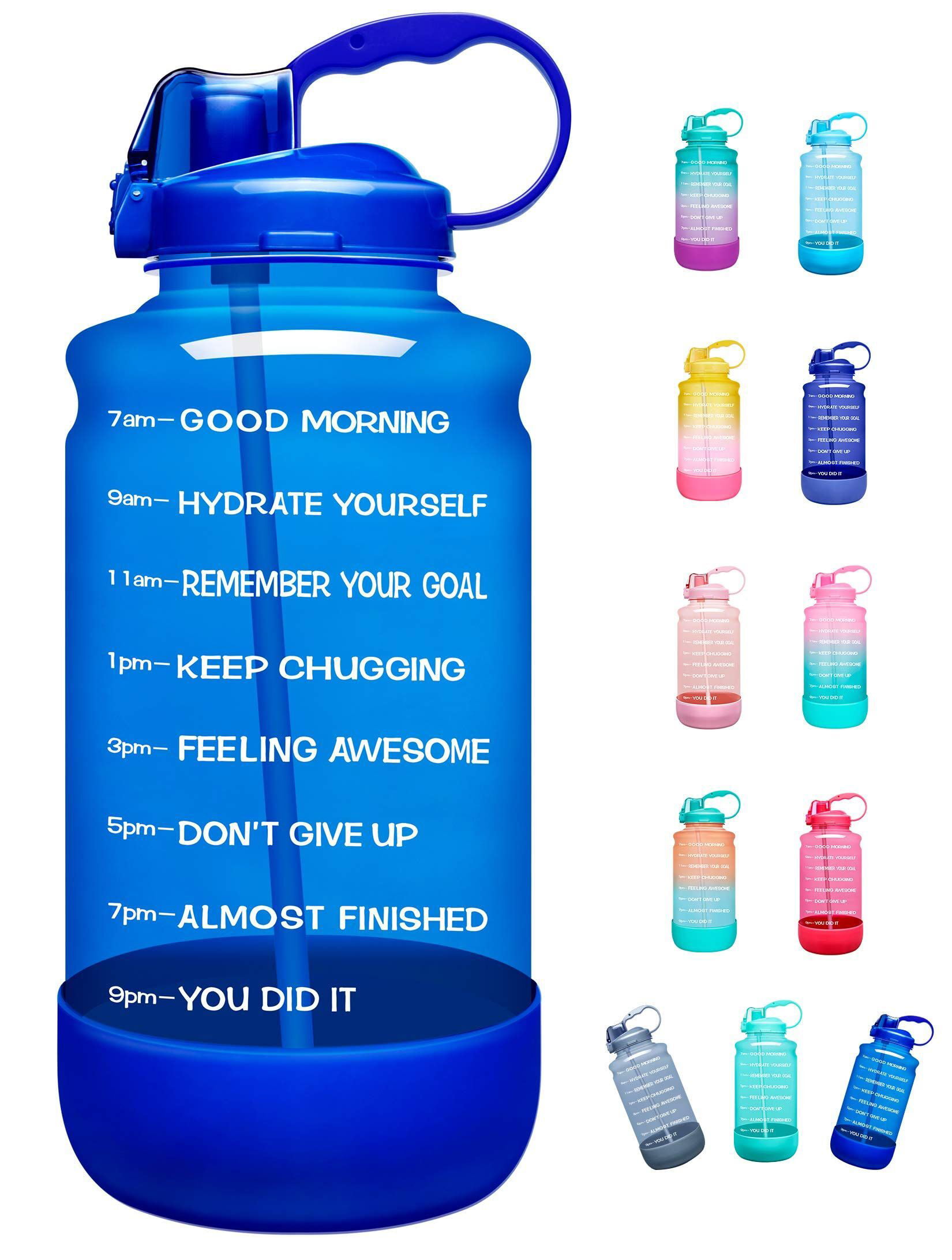 64oz Motivational Time Marker Water Bottle with Straw BPA Free Anti-slip Gym 