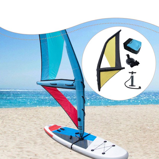 Vela de surf inflable con base y accesorios de bomba con ventana para ver las olas Amarillo Negro