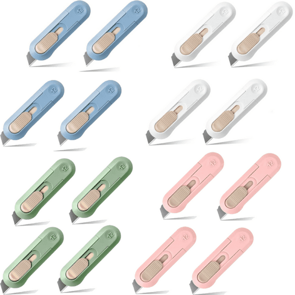 20 Pack Utility Knife Box Cutter Retractable Blade Heavy Duty 4 Colors For Opening Daily Express Boxes, Envelopes, Packages,