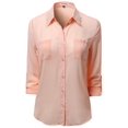 thumbnail image 1 of FashionOutfit Women's Lace Embroidered Chiffon Button Down Shirt Blouses, 1 of 3