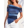 thumbnail image 3 of PRETTYGARDEN Womens Summer Off The Shoulder Tops Spring Short Sleeve Mesh Tie Dye Shirt Ruched Asymmetrical Y2k Clothes, 3 of 9