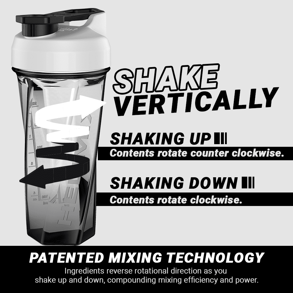 Helimix 2.0 Vortex, White, Portable Pre-Workout Blender Shaker Bottle, 28oz