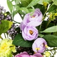 thumbnail image 5 of Northlight Peony Mixed Floral Springtime Wreath - 24" - Purple and Yellow, 5 of 8