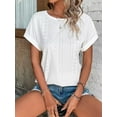 thumbnail image 4 of TEMOFON Womens Tops Eyelet Embroidery Summer Spring Crewneck Casual Short Sleeve Blouse Trendy T Shirts for Womens Clothes Trendy Shirts Tunic Tops, 4 of 8