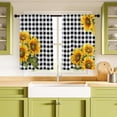 thumbnail image 5 of Kitchen Curtains (2 Pcs) Over Sink Bathroom Window Cafe Basement Cortinas para Cocina Farmhouse Short Mini Curtain Sunflower Black White Checkered Elegant Country Rustic Modern Cute -26×36", 5 of 6