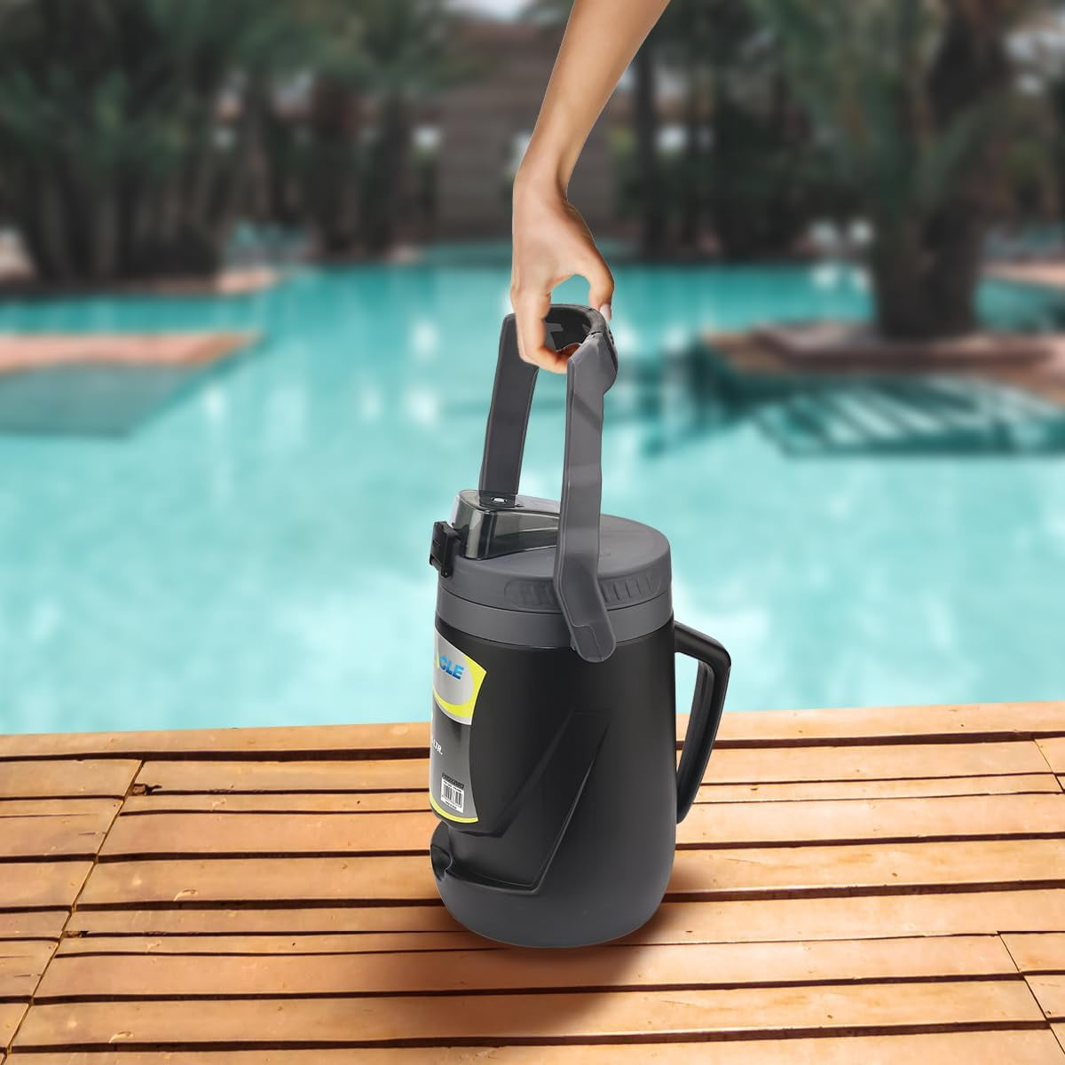 Pinnacle Thermoware Insulated Water Jug with Spout 85 Oz Large Water Bottle with Easy to Carry Handle - Black