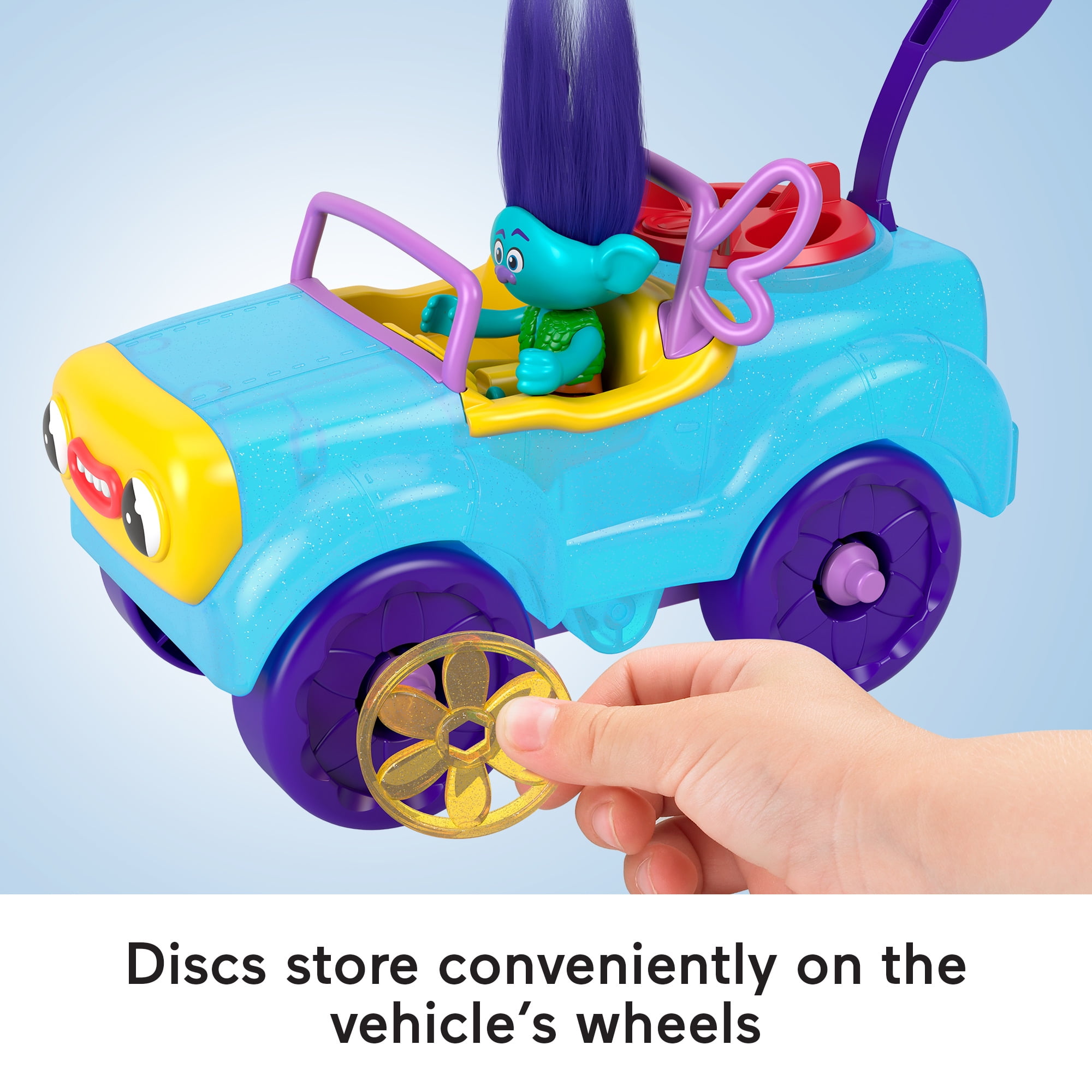 Imaginext DreamWorks Trolls Branch Figure and Buggy Toy Car with Projectile Launcher, 4 Pieces