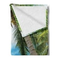thumbnail image 2 of Ocean Soft Flannel Fleece Throw Blanket, Shadow Shade of a Coconut Palm Tree on White Sandy Seashore Image, Cozy Plush for Indoor and Outdoor Use, 50" x 70", Pale Green Pale Blue, by Ambesonne, 2 of 5