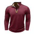 thumbnail image 4 of GigrtiJin Mens Quarter Zip Sweatshirt Long Sleeves Casual Collar Pullover Tops Fashion Solid Color Loose Blouse, 4 of 6
