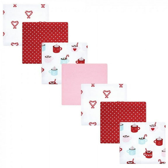 Hudson Baby Infant Girl Cotton Flannel Receiving Blankets Bundle, Hot Cocoa, One Size
