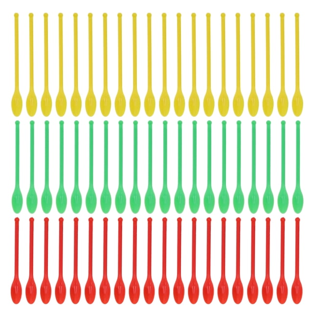 20 juegos de cucharas de laboratorio de plástico de doble punta, herramienta de medición verde, roja y amarilla