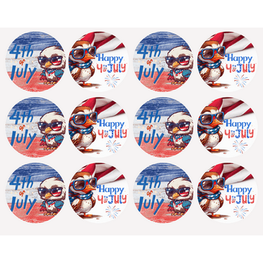 4th of July Edible Images Cupcake Toppers by Edible Sugar Art