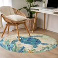 thumbnail image 5 of Round Area Rug 4ft,Summer Sea Turtle Washable Carpet Non-Slip Runner Accent Rugs Indoor Floor Mat for Bedroom Living Room Decor,Vintage Anchor Starfish on Letter, 5 of 9