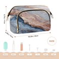 thumbnail image 6 of Wavy Quilted Cosmetic Bag Large-Capacity Travel Toiletry Organizer Includes 9-Piece Portable Travel Bottle Set Pastel Agate Gilded Veil, 6 of 6