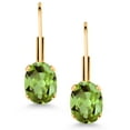 thumbnail image 2 of Gem Stone King Green Peridot Yellow Gold Plated Leverback Earrings for Women (1.80 Cttw, Gemstone August Birthstone, Oval 7X5MM), 2 of 4