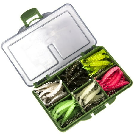 Biplut 121Pcs Fishing Lures Hooks Set Shrimp Luminous Mix Color Small Baits for Fishing Enthusiast (Mix Color)