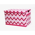 thumbnail image 3 of Bacati - MixNMatch Navy/Green Zigzag Cotton Percale Fabric Covered Storage Toy Chest 24.5" x 15" x 14", 3 of 5
