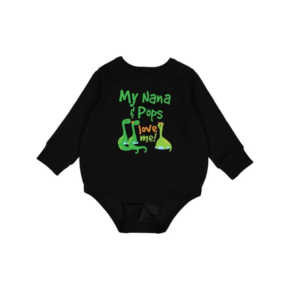 Inktastic Nana and Pops Love Me Dinosaur Grandson Baby Fleece Bodysuit