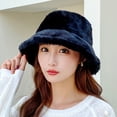 thumbnail image 2 of harmtty Thickened Warm Hat Winter Warm Thickened Plush Bucket Hat Super Soft Adjustable Windproof Versatile Leopard Women Headwear Black, 2 of 8